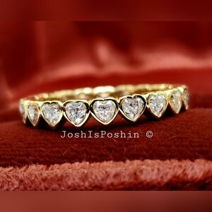 Heart Moissanite full eternity band in 18K yellow gold over sterling silver